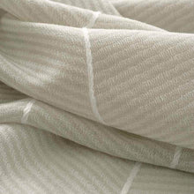 Load image into Gallery viewer, 120” Wide Semi Sheer Powder Grey Linen Stripe Herringbone Drapery Fabric FB