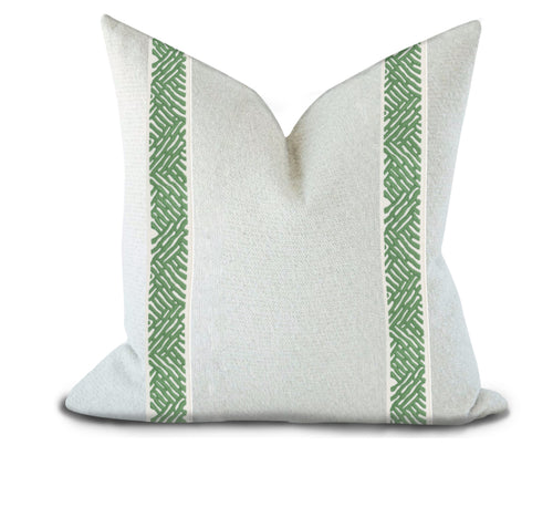 Custom Made Pillow Cover with Thibaut Cobble Hill Tape in Spring / Self-Piping
