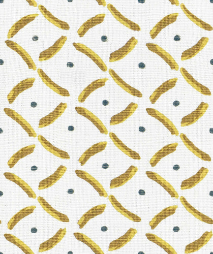 Linen Cotton Cream Mustard Gold Grey Geometric Upholstery Drapery Fabric FB
