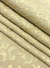 Load image into Gallery viewer, Vintage Beige Yellow Grey Damask Cotton Upholstery Drapery Fabric WHS 5099