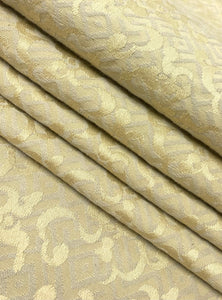 Vintage Beige Yellow Grey Damask Cotton Upholstery Drapery Fabric WHS 5099