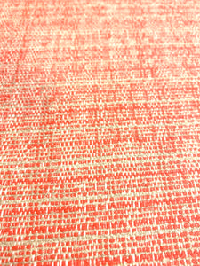Designer Water Stain Resistant Coral Orange Taupe MCM Mid Century Modern Tweed Upholstery Fabric STA 5157
