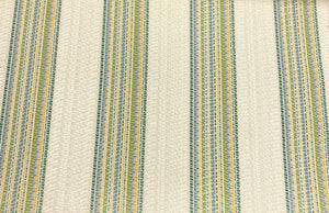 Schumacher Bendita Stripe Indoor Outdoor Leaf Cream Blue Green Yellow Upholstery Fabric STA 5178