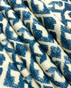 Carolina Irving Tamar on Natural Indigo Navy Blue Cream Linen Upholstery Drapery Fabric STA 5118