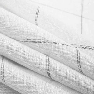 Linen Cream Grey Plaid Drapery Fabric FB