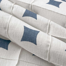 Load image into Gallery viewer, Cotton Linen Blend Cream French Blue Geometric Drapery Fabric FB