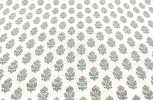 Load image into Gallery viewer, Thibaut Anna French Julian Beige Spa Blue Floral Cotton Fabric STA 1919