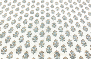 Thibaut Anna French Julian Beige Spa Blue Floral Cotton Fabric STA 1919