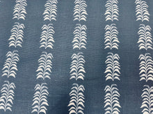 Load image into Gallery viewer, Heather Chadduck Petite Frond Indigo Navy Blue Off White Linen Drapery Upholstery Fabric