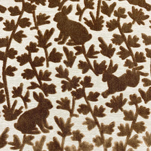 Load image into Gallery viewer, Beige Brown Woodland Animal Pattern Cut Velvet Upholstery Drapery Fabric