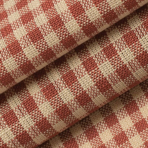 Beige Rusty Red Small Check Drapery Upholstery Fabric