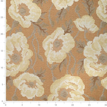 Load image into Gallery viewer, Fade Resistant Mustard Gold Cream Grey Floral Chenille Upholstery Fabric