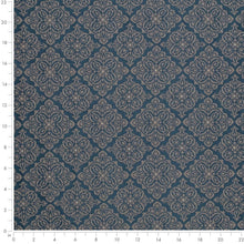 Load image into Gallery viewer, Heavy Duty Damask Medallion Navy Blue Upholstery Drapery Fabric
