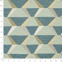 Load image into Gallery viewer, Stain Resistant Teal Aqua Beige Cream Geometric Upholstery Drapery Fabric