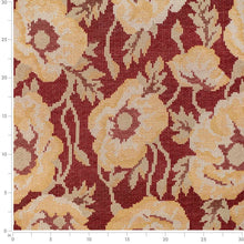 Load image into Gallery viewer, Taupe Red Mustard Yellow Cream Floral Chenille Upholstery Fabric
