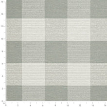 Load image into Gallery viewer, Stain Resistant Crypton Aqua Blue Cream Check Upholstery Drapery Fabric