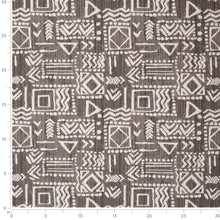 Load image into Gallery viewer, Heavy Duty Charcoal Black Brown Cream Ethnic Geometric Upholstery Fabric