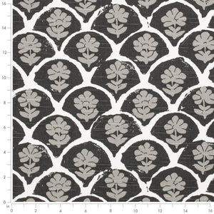 Black White Grey Floral Abstract Drapery Upholstery Fabric