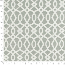 Load image into Gallery viewer, Stain Resistant Crypton Aqua Blue Cream Trellis Geometric Upholstery Drapery Fabric