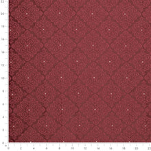 Load image into Gallery viewer, Heavy Duty Damask Medallion Garnet Burgundy Red Upholstery Drapery Fabric