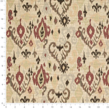 Load image into Gallery viewer, Heavy Duty Red Brown Cream Seafoam Yellow Ikat Ethnic Geometric Upholstery Fabric