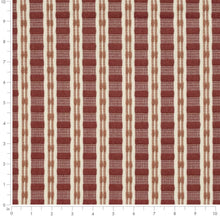 Load image into Gallery viewer, Rusty Red Coral Cream Woven Stripe Upholstery Fabric