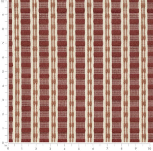 Rusty Red Coral Cream Woven Stripe Upholstery Fabric