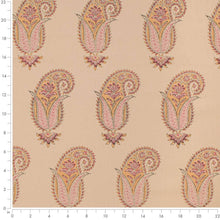 Load image into Gallery viewer, Beige Yellow Pink Black Paisley Cotton Drapery Upholstery Fabric