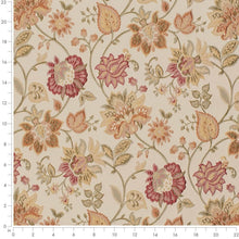 Load image into Gallery viewer, Beige Red Orange Gold Green Floral Drapery Upholstery Fabric