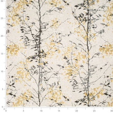 Load image into Gallery viewer, Crypton Cream Mustard Gold Charcoal Grey Floral Botanical Upholstery Fabric