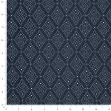 Load image into Gallery viewer, Heavy Duty Damask Diamond Navy Blue Upholstery Drapery Fabric