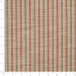 Rusty Red Grey Orange Stripe Upholstery Fabric