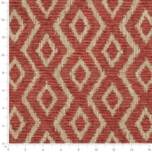 Load image into Gallery viewer, Rusty Red Coral Beige Taupe Geometric Diamond Upholstery Fabric