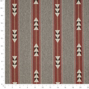 Heavy Duty Red Grey Black Southwestern Stripe Ethnic Geometric Upholstery Fabric