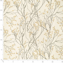 Load image into Gallery viewer, Fade Resistant Grey Mustard Gold Floral Botanical Upholstery Fabric