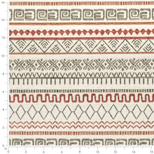 Load image into Gallery viewer, Cream Grey Rusty Red Orange Ethnic Stripe Upholstery Fabric