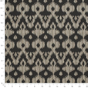 Black Brown Grey Beige Ikat Upholstery Fabric