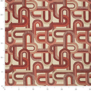 Beige Rusty Red Abstract Geometric Upholstery Fabric