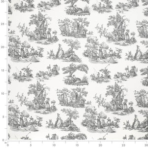 Ivory Grey French Country Toile Drapery Upholstery Fabric