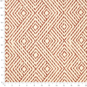 Beige Rusty Red Geometric Upholstery Fabric