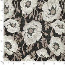 Load image into Gallery viewer, Black Taupe Beige Floral Chenille Upholstery Fabric
