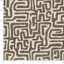 Load image into Gallery viewer, Heavy Duty Cream Mocha Brown Mudcloth Ethnic Geometric Upholstery Fabric