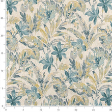 Load image into Gallery viewer, Stain Resistant Beige Teal Seafoam Floral Upholstery Drapery Fabric