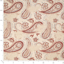 Load image into Gallery viewer, Cream Blue Rusty Red Floral Paisley Upholstery Fabric
