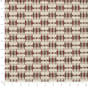 Cream Red Grey Brown Abstract Geometric Upholstery Fabric
