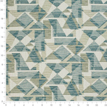 Load image into Gallery viewer, Stain Resistant Cream Teal Olive Green Abstract Geometric Upholstery Drapery Fabric