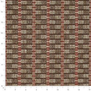Heavy Duty Brown Red Cream Stripe Tweed Ethnic Geometric Upholstery Fabric