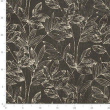 Load image into Gallery viewer, Charcoal Black Ivory Floral Upholstery Fabric