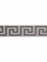 Load image into Gallery viewer, 3.5&quot; Wide Purple Lilac Heather Velvet Geometric Greek Key Drapery Tape Trim