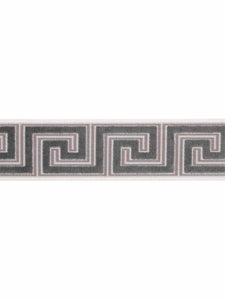 3.5" Wide Purple Lilac Heather Velvet Geometric Greek Key Drapery Tape Trim